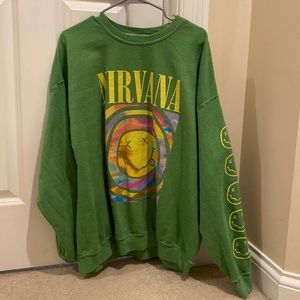 Green Urban Outfitters Nirvana Crewneck